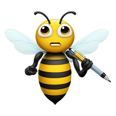 busy bee with pen sticker