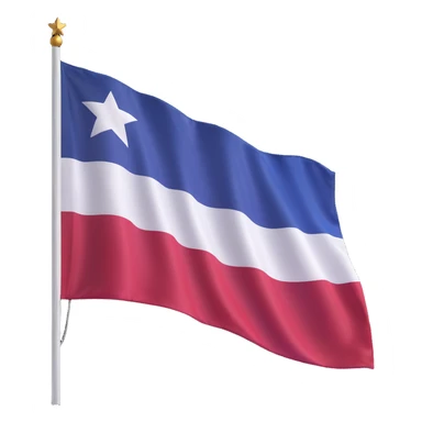 a waving Texas flag in 3D rendered style, shiny fabric, single white star, no text, transparent background sticker