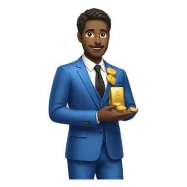 Posh-man-with-blue-suit-offering-goldbar sticker