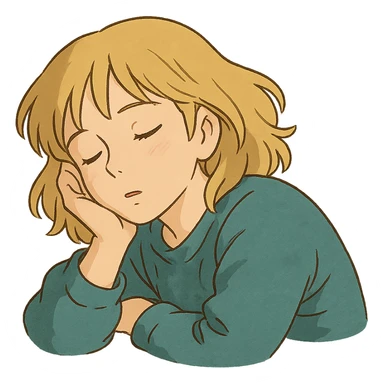 ghibli style woman with blonde hair sleeping sticker