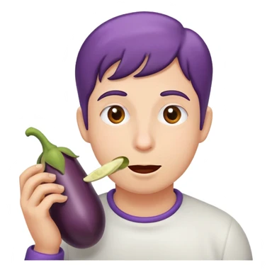 Eating egg plant sticker