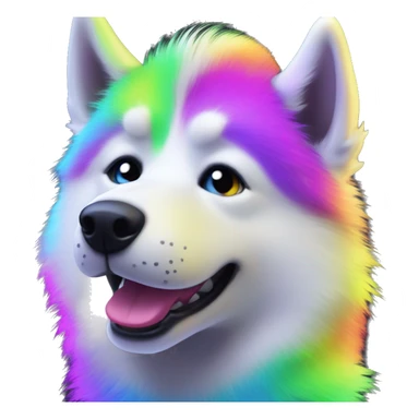 neon rainbow husky cute sticker