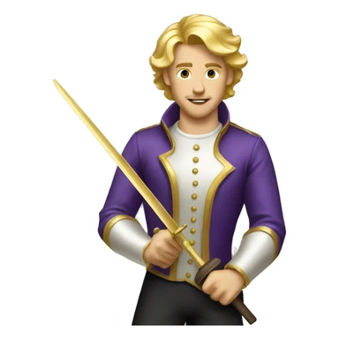 Gold gilded violet vintage man blonde hair fencing  sticker