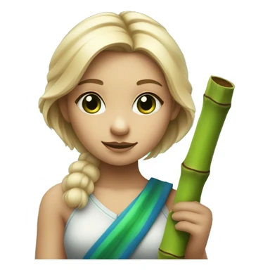 Girl with blonde hair and blue highlights and green eyes and koala ears holding bamboo stick  sticker