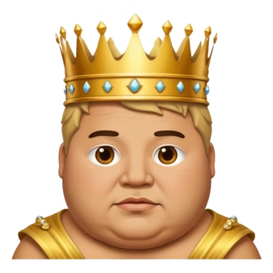 Fat man with a crown sticker