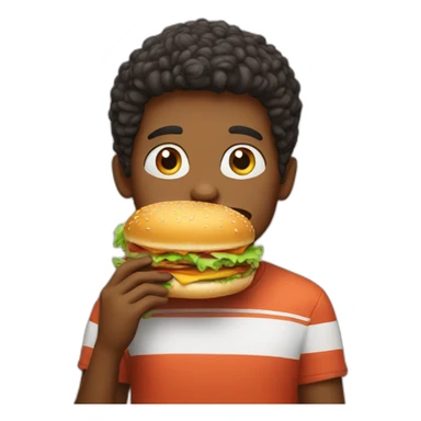son eating burger sticker
