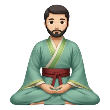 Beautiful man with lightly tan skin and dark beard in Hanfu sitting on the ground sticker