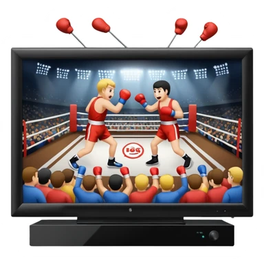 a boxing match shown on a television sticker