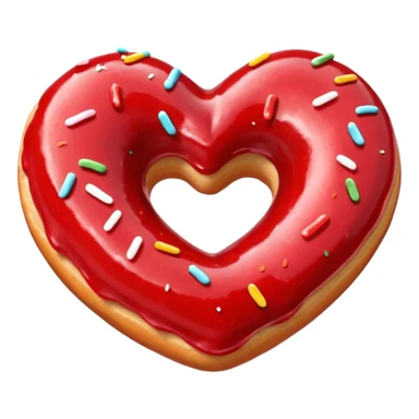 Realistic isolated heart shaped donut with red & glaze. sticker