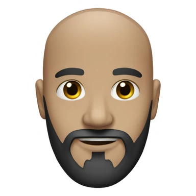 bald man, medium black beard, grey eye sticker