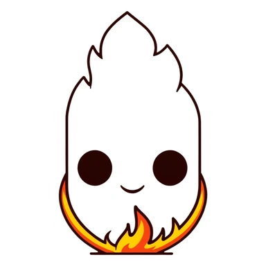 featureless head with fire, no eyes, no mouth, blank face sticker