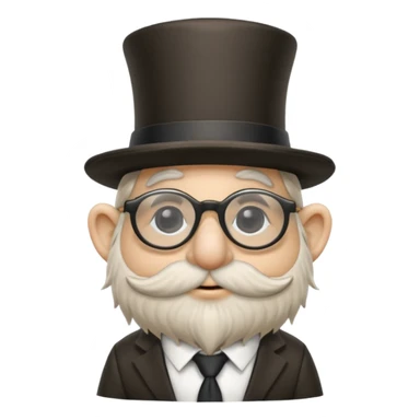 Gnome covered in fur with big nose, top hat, tie, and blind glasses sticker