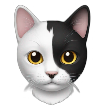 Black and white cat white a black mustache  sticker