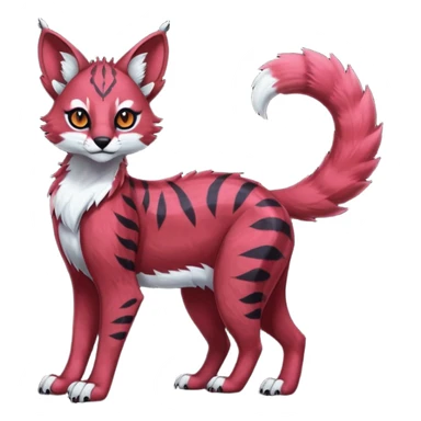 Colorful dark neon pastel gloomy edgy spooky evil tropical ruby exotic cute cool beautiful shiny beautiful fantasy-caracal-civet-genet-sergal-vernid-serval-Gryphon-Cacomistle-Trico-oncilla-animal-Fakémon-hybrid-fursona (full body) sticker