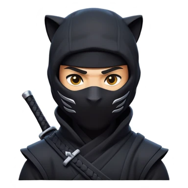 clash-of-clans-aesthetic_-cinematic-mysterious-male-ninja-portrait-emoji, rendered in a flat, vector-style similar to standard emojis with minimal shading and bold, simplified shapes, head slightly turned, revealing only intense, focused eyes, perched on a sleek panther moving silently through the shadows. sticker