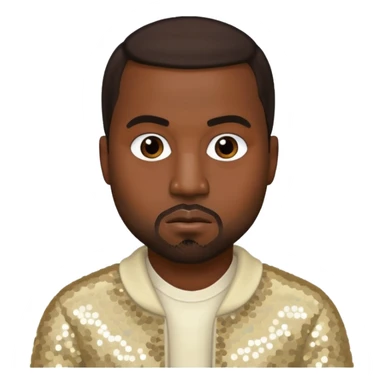 Kanye West with dark brown hair, cream sequin outfit sticker