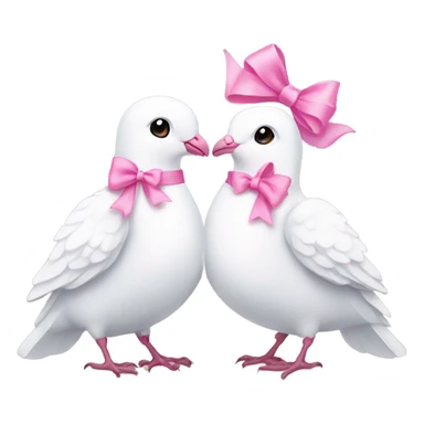 Two White doves with pink bows around their necks sticker