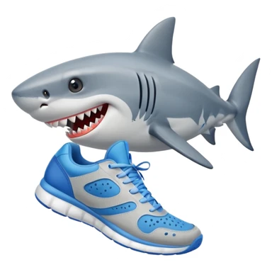 shark with funny expression and blue tennis shoes sticker