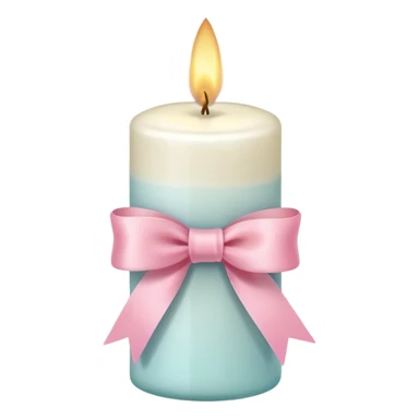 candle with pink pastel ribbon sticker