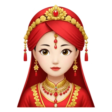 Chinese bride getup, heavy jewelary, traditional. sticker