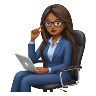 Woman from the Back of head with long hair sitting on an office chair googling sticker