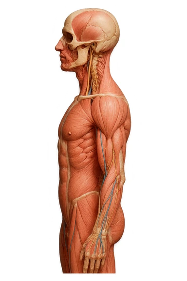 corpo umano anatomico di profilo realistico con schiena piatta, iperrealistico 4k sticker