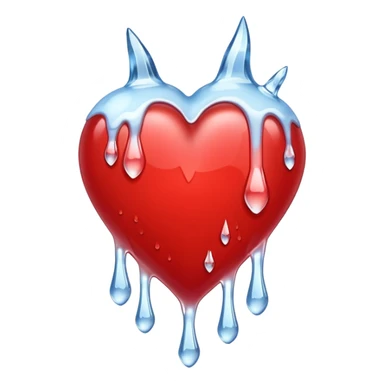 cold heart , red heart with icicles dripping on the bottom sticker