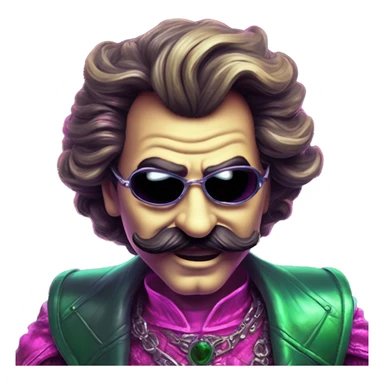 Synthwave Luigi in Lordi style, oil paint, epic eyes, intricate lips, exquisite pose, beautiful, desirable, logical sticker