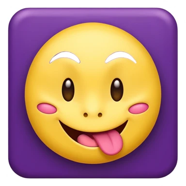 "A mischievous yellow emoji face with a sly, tilted smile, slanted eyebrows, and its tongue playfully sticking out to the side. The background is a deep purple. The expression looks naughty, teasing, and a little cheeky." sticker
