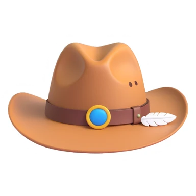 Add a single feather tucked into the leather band of the Billy Jack hat, keep the 3D emoji style. sticker