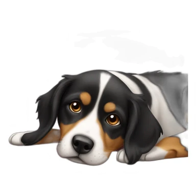 Chien sur le lit   sticker