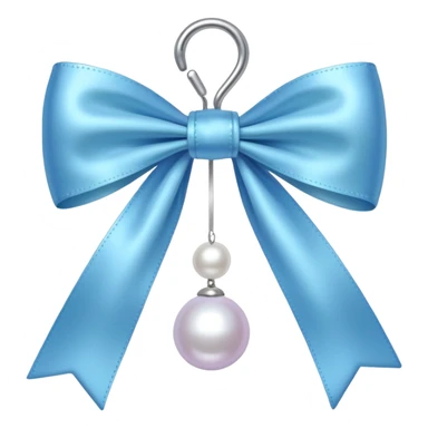 Soft blue bow with hanging pearl  sticker