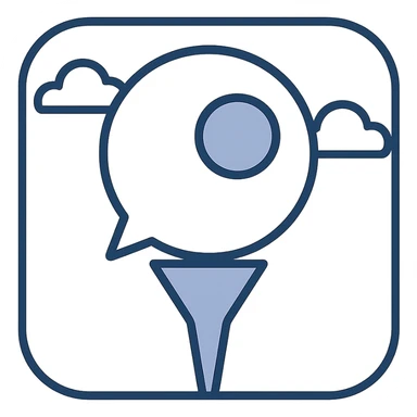 abstract app icon for TeeTalk, a golf caddie AI, using geometric shapes to suggest a golf tee and speech bubble, minimal and modern sticker