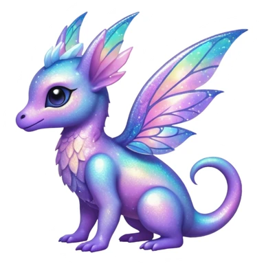 Pastel nebula glittery Randomly-faerie-drake-colored sparkly exotic Fakémon-creature sticker