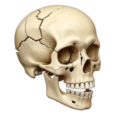 Exploded skeleton head sticker