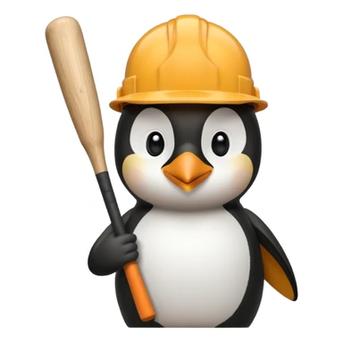 Penguin Construction Worker with baseball bat sticker
