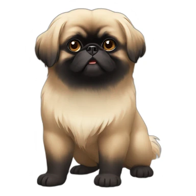 Black face pekingese beige body sticker