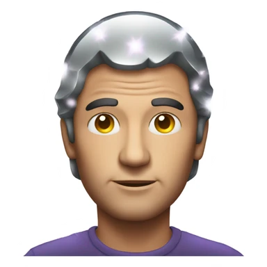 Man with disco head sticker