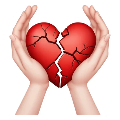 two hands holding broken heart  sticker