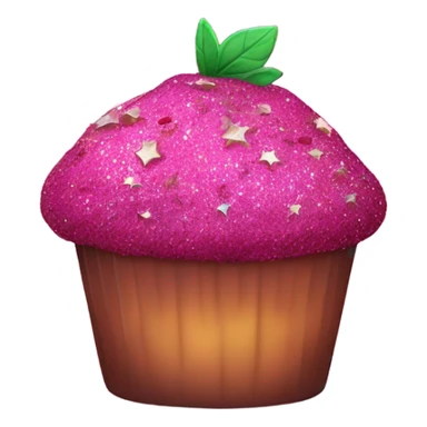 Hot pink fruit muffin with glitter  sticker