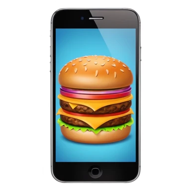 a phone that has a picture of a hamburguer in the frames of the phone not outside sticker