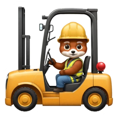Forklift with small red panda driver sticker