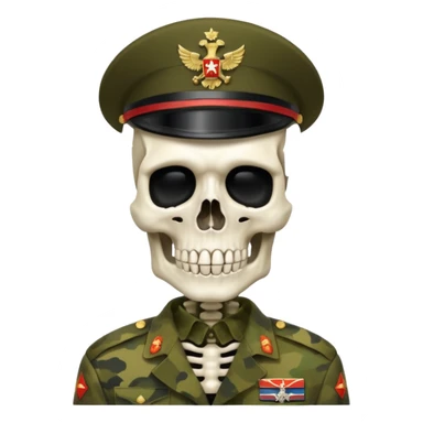 generate a realistic skeleton in Russian military camouflage sticker