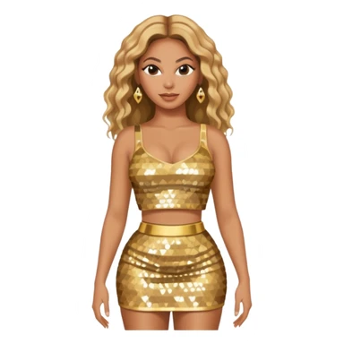 Beyonce with gold crop top and skirt sticker