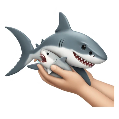 shark holding a stuffed bunny in its hand. sticker