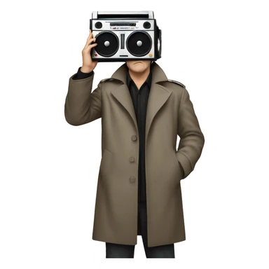 john-cusack-holding-boombox-over his head wearing trench coat  sticker