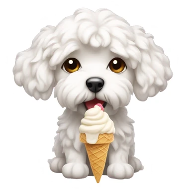 White maltipooeating ice cream cute  sticker