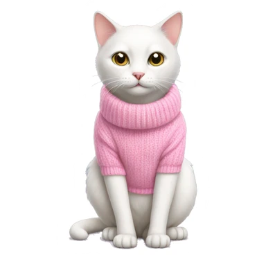 white cat wearing pink sweater  sticker