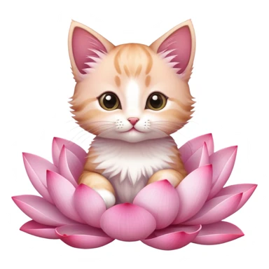 Kitten sitting on lotus flower sticker