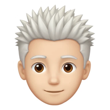 A light-skinned boy with soft, spiky white hair,, brown eyes, and a gentle smile. sticker